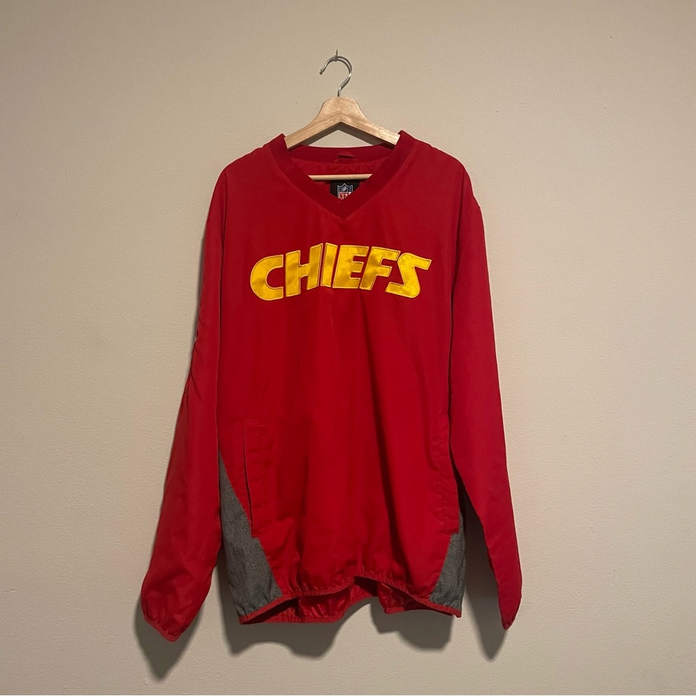 NFL Red and Gold Kansas City Chiefs Windbreaker Pullover Jacket, Size XXL